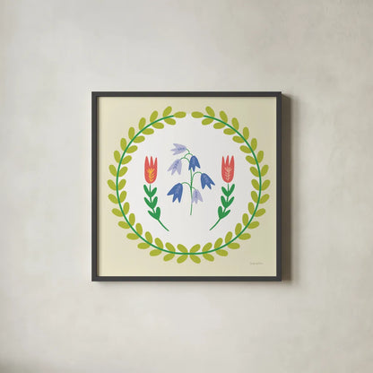 Time To Bloom III by Mercedes Lopez Charro. Shown in a sleek black glass frame for a contemporary gallery look. Available as an archival giclee rolled canvas, fine art paper, or poster print. SKU 83293a.