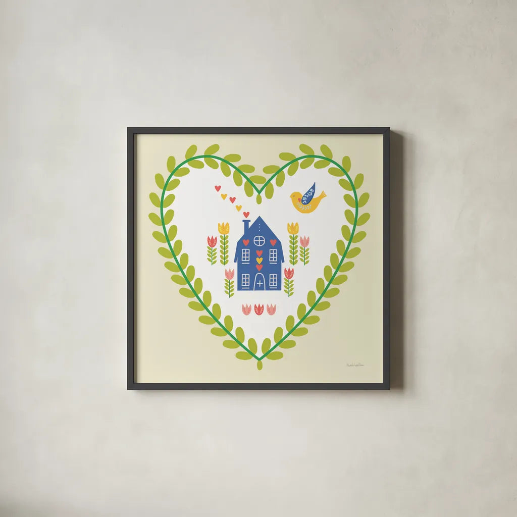 Time To Bloom VII by Mercedes Lopez Charro. Shown in a sleek black glass frame for a contemporary gallery look. Available as an archival giclee rolled canvas, fine art paper, or poster print. SKU 83297a.