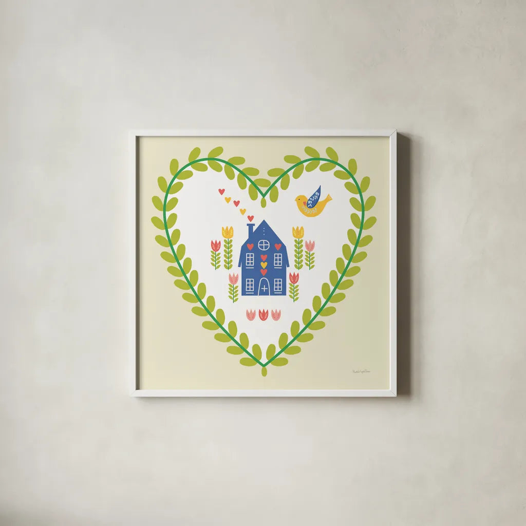 Time To Bloom VII by Mercedes Lopez Charro. Shown in a crisp white glass frame for a clean and minimalist style. Available as an archival giclee rolled canvas, fine art paper, or poster print. SKU 83297a.