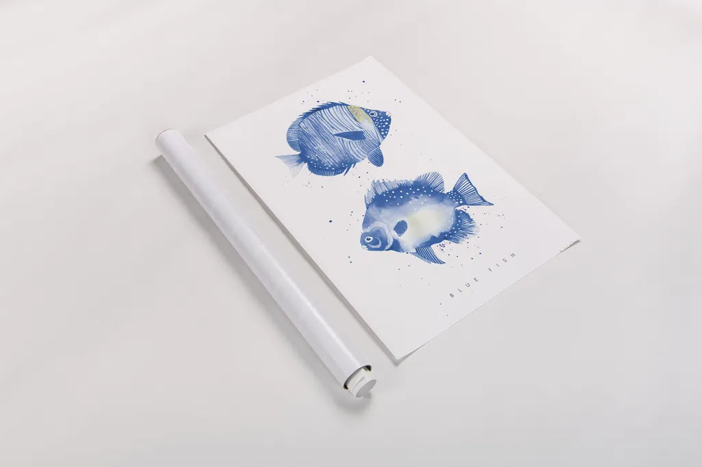 Tropical Fish by Mercedes Lopez Charro. shown as a rolled paper print. Available as archival giclee rolled canvas, fine art paper, or poster print. SKU 69377h.