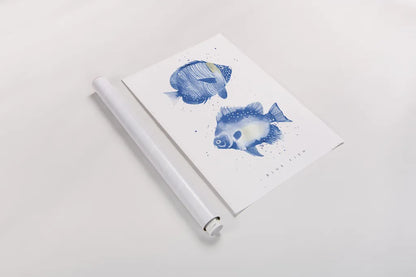 Tropical Fish by Mercedes Lopez Charro. shown as a rolled paper print. Available as archival giclee rolled canvas, fine art paper, or poster print. SKU 69377h.