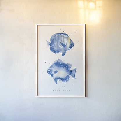 Tropical Fish by Mercedes Lopez Charro. shown as a paper print in a white frame. Available as a archival giclee rolled canvas, fine art paper, or poster print. SKU 69377h.