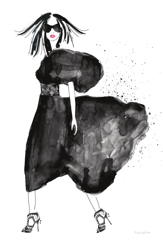 Uptown Fashion I by Mercedes Lopez Charro. SKU 67038h. Archival Giclee Fine art print for wall decor.