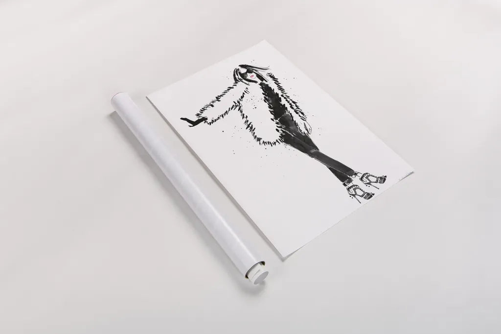 Uptown Fashion II by Mercedes Lopez Charro. shown as a rolled paper print. Available as archival giclee rolled canvas, fine art paper, or poster print. SKU 67039h.