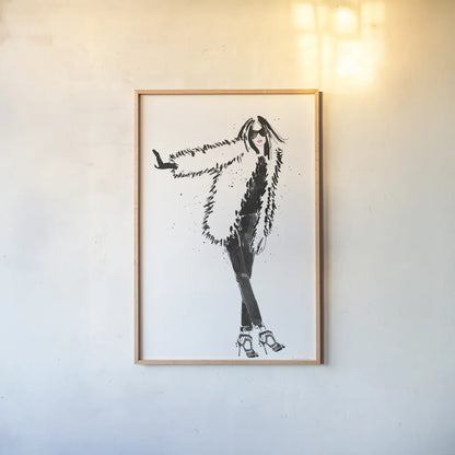 Uptown Fashion II by Mercedes Lopez Charro. shown as a paper print in a natural frame. Available as a archival giclee rolled canvas, fine art paper, or poster print. SKU 67039h.