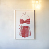Vintage Swimwear II by Mercedes Lopez Charro. shown as a paper print in a white frame. Available as a archival giclee rolled canvas, fine art paper, or poster print. SKU 66615h.