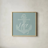 Vitamin Sea by Mercedes Lopez Charro. Shown in a natural wood glass frame for a timeless modern aesthetic. Available as an archival giclee rolled canvas, fine art paper, or poster print. SKU 68302a.