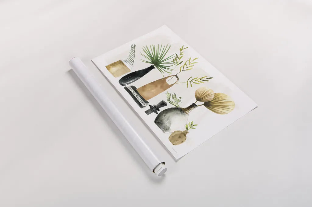 Weekend Plants I by Mercedes Lopez Charro. shown as a rolled paper print. Available as archival giclee rolled canvas, fine art paper, or poster print. SKU 79533i.