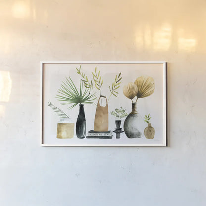 Weekend Plants I by Mercedes Lopez Charro. shown as a paper print in a white frame. Available as a archival giclee rolled canvas, fine art paper, or poster print. SKU 79533i.