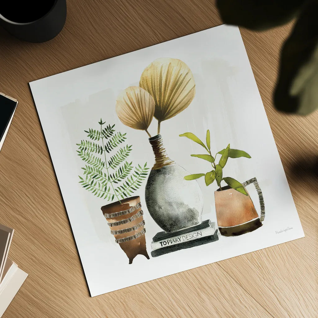 Weekend Plants II by Mercedes Lopez Charro. Shown as a detailed flat fine art print, highlighting archival giclee quality. Available as an archival giclee rolled canvas, fine art paper, or poster print. SKU 79534a.