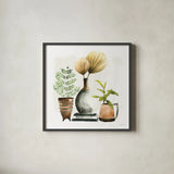 Weekend Plants II by Mercedes Lopez Charro. Shown in a sleek black glass frame for a contemporary gallery look. Available as an archival giclee rolled canvas, fine art paper, or poster print. SKU 79534a.
