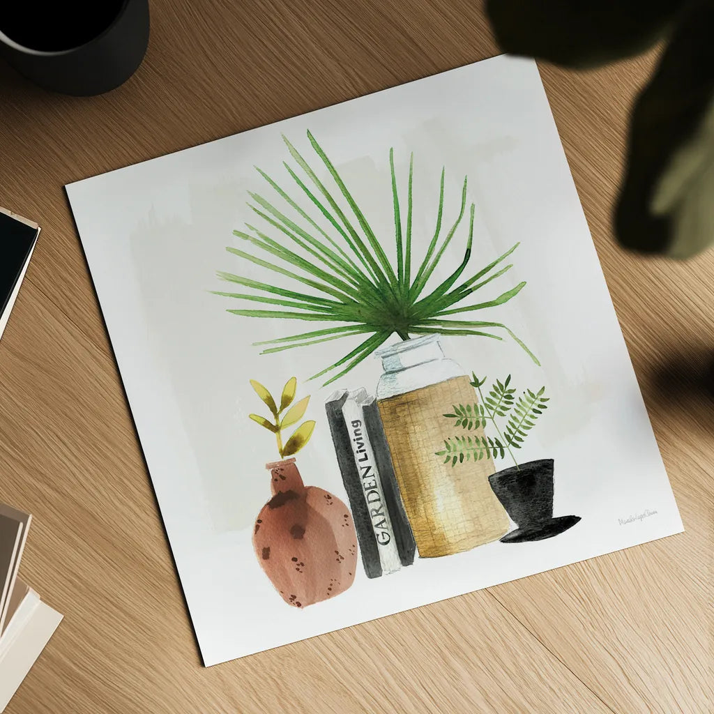 Weekend Plants IV by Mercedes Lopez Charro. Shown as a detailed flat fine art print, highlighting archival giclee quality. Available as an archival giclee rolled canvas, fine art paper, or poster print. SKU 79536a.