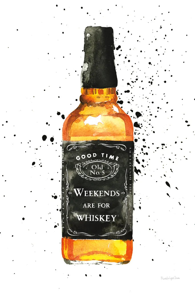 Weekends Are For Whiskey by Mercedes Lopez Charro. SKU 66449h. Archival Giclee Fine art print for wall decor.