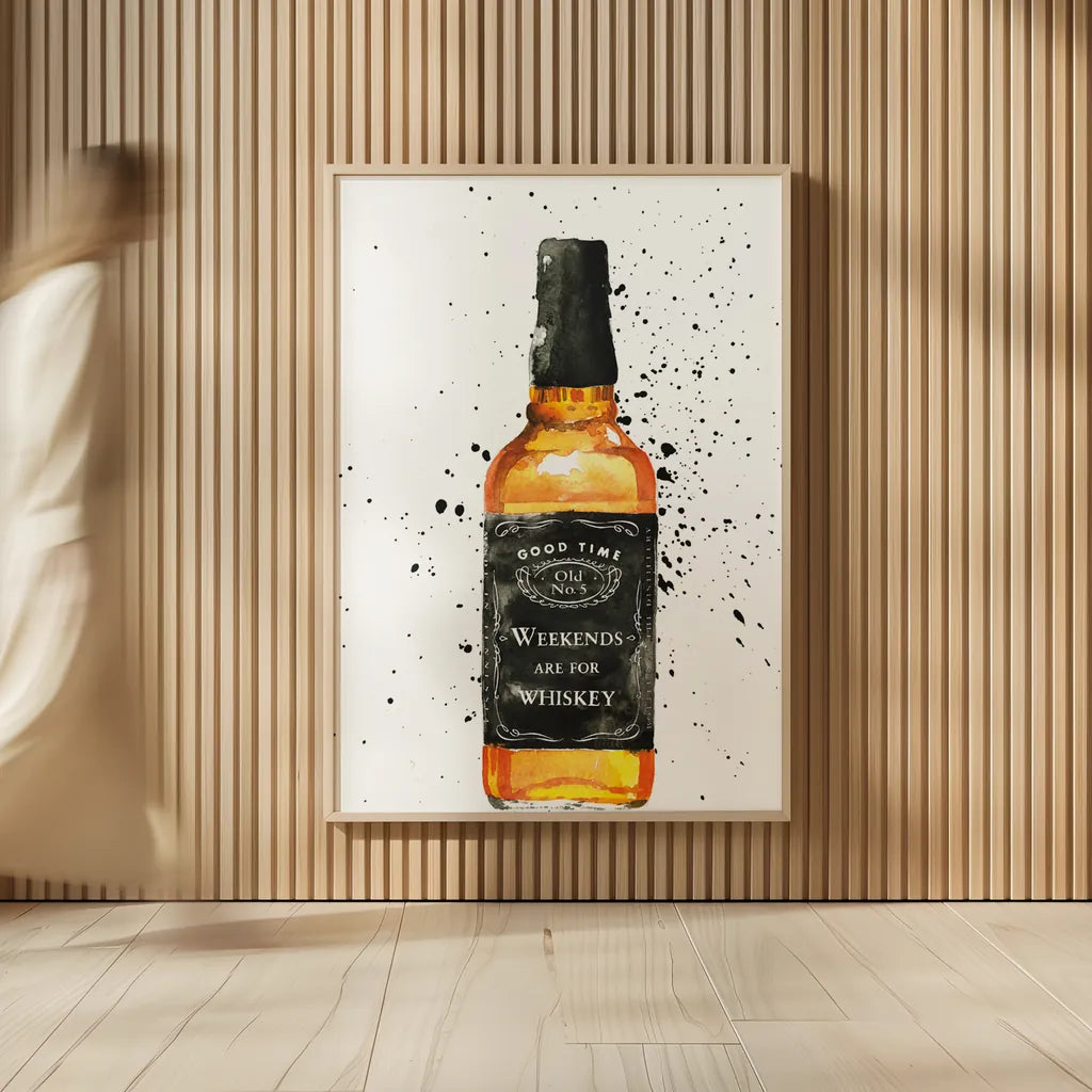 Weekends Are For Whiskey by Mercedes Lopez Charro. shown as over sized large wall art. Available as an archival giclee rolled canvas, fine art paper, or poster print. SKU 66449h.