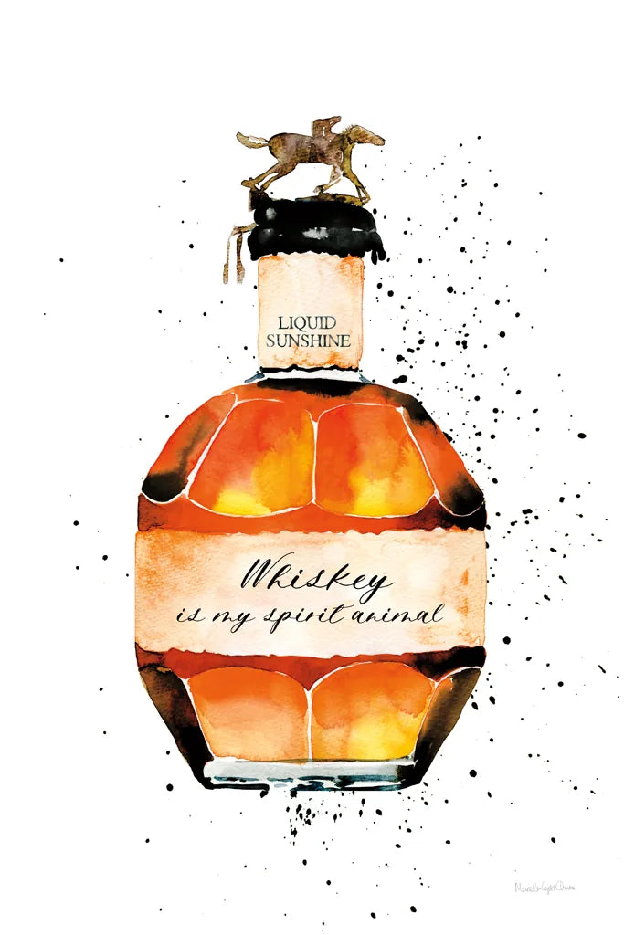 Whiskey is My Spirit Animal by Mercedes Lopez Charro. SKU 66451h. Archival Giclee Fine art print for wall decor.