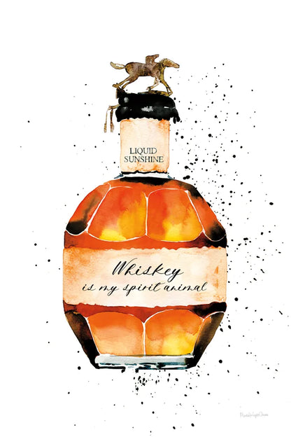 Whiskey is My Spirit Animal by Mercedes Lopez Charro. SKU 66451h. Archival Giclee Fine art print for wall decor.