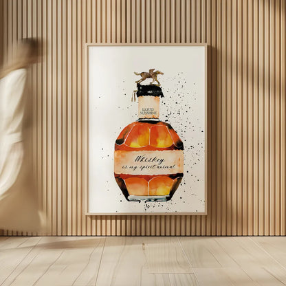 Whiskey is My Spirit Animal by Mercedes Lopez Charro. shown as over sized large wall art. Available as an archival giclee rolled canvas, fine art paper, or poster print. SKU 66451h.