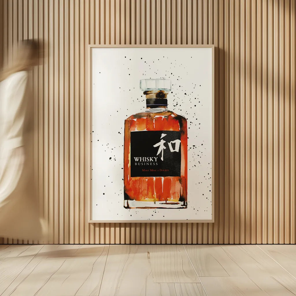 Whisky Business by Mercedes Lopez Charro. shown as over sized large wall art. Available as an archival giclee rolled canvas, fine art paper, or poster print. SKU 66452h.