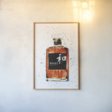 Whisky Business by Mercedes Lopez Charro. shown as a paper print in a natural frame. Available as a archival giclee rolled canvas, fine art paper, or poster print. SKU 66452h.