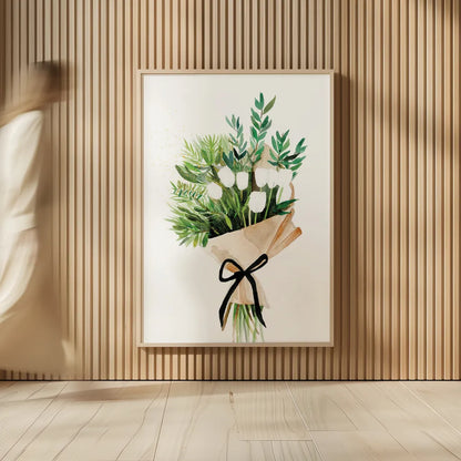 White Tulips by Mercedes Lopez Charro. shown as over sized large wall art. Available as an archival giclee rolled canvas, fine art paper, or poster print. SKU 72147h.