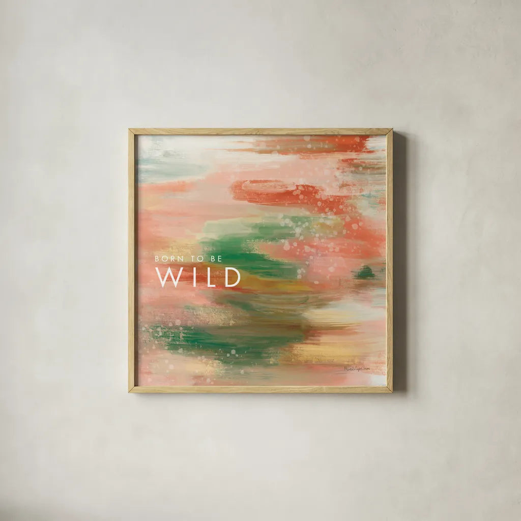 Wild by Mercedes Lopez Charro. Shown in a natural wood glass frame for a timeless modern aesthetic. Available as an archival giclee rolled canvas, fine art paper, or poster print. SKU 67823a.