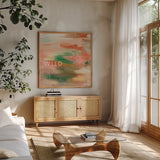 Wild by Mercedes Lopez Charro. Shown in a natural wood frame in a cozy modern living room. Available as an archival giclee rolled canvas, fine art paper, or poster print. SKU 67823a.