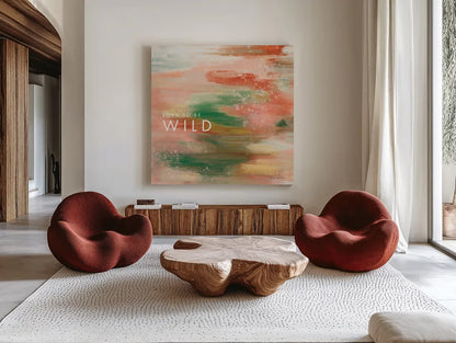 Wild by Mercedes Lopez Charro. Shown as extra-large giant wall art in a modern living room. Available as an archival giclee rolled canvas, fine art paper, or poster print. SKU 67823a.