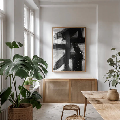 Winter in Paris II by Mercedes Lopez Charro. shown as a print in a natural wood frame in a dining room. Available as a archival giclee rolled canvas, fine art paper, or poster print. SKU 68670h.