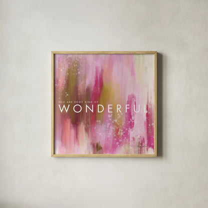 Wonderful by Mercedes Lopez Charro. Shown in a natural wood glass frame for a timeless modern aesthetic. Available as an archival giclee rolled canvas, fine art paper, or poster print. SKU 67824a.