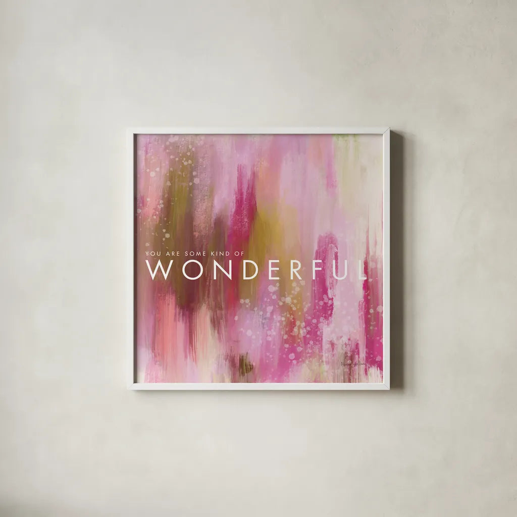 Wonderful by Mercedes Lopez Charro. Shown in a crisp white glass frame for a clean and minimalist style. Available as an archival giclee rolled canvas, fine art paper, or poster print. SKU 67824a.