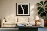 Y is for You by Mercedes Lopez Charro. Displayed in a glass frame with matte in a clean modern living room. Available as an archival giclee rolled canvas, fine art paper, or poster print. SKU 64144a.