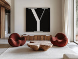 Y is for You by Mercedes Lopez Charro. Shown as extra-large giant wall art in a modern living room. Available as an archival giclee rolled canvas, fine art paper, or poster print. SKU 64144a.
