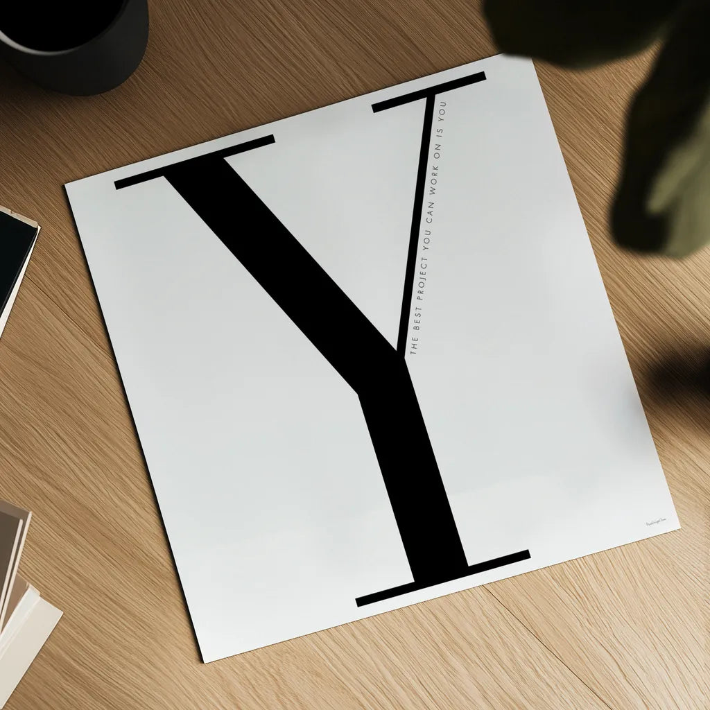 Y is for You on White by Mercedes Lopez Charro. Shown as a detailed flat fine art print, highlighting archival giclee quality. Available as an archival giclee rolled canvas, fine art paper, or poster print. SKU 64151a.