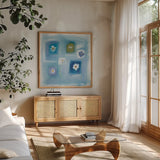 Calm Breeze by Michael Clark. Shown in a natural wood frame in a cozy modern living room. Available as an archival giclee rolled canvas, fine art paper, or poster print. SKU 27465a.