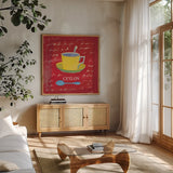 Ceylon by Michael Clark. Shown in a natural wood frame in a cozy modern living room. Available as an archival giclee rolled canvas, fine art paper, or poster print. SKU 8766a.