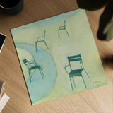 Chairs I by Michael Clark. Shown as a detailed flat fine art print, highlighting archival giclee quality. Available as an archival giclee rolled canvas, fine art paper, or poster print. SKU 27492a.