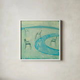 Chairs II by Michael Clark. Shown in a crisp white glass frame for a clean and minimalist style. Available as an archival giclee rolled canvas, fine art paper, or poster print. SKU 27491a.