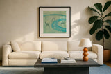 Chairs II by Michael Clark. Displayed in a glass frame with matte in a clean modern living room. Available as an archival giclee rolled canvas, fine art paper, or poster print. SKU 27491a.