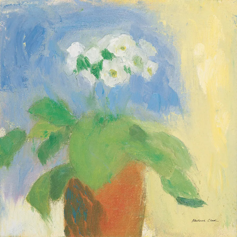 Cream Primula by Michael Clark. SKU 8724a. Archival Giclee Fine art print for wall decor.