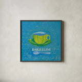 Darjeeling by Michael Clark. Shown in a sleek black glass frame for a contemporary gallery look. Available as an archival giclee rolled canvas, fine art paper, or poster print. SKU 8767a.