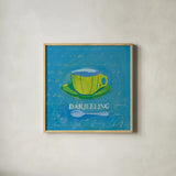 Darjeeling by Michael Clark. Shown in a natural wood glass frame for a timeless modern aesthetic. Available as an archival giclee rolled canvas, fine art paper, or poster print. SKU 8767a.