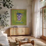 Earl Grey by Michael Clark. Shown in a natural wood frame in a cozy modern living room. Available as an archival giclee rolled canvas, fine art paper, or poster print. SKU 8765a.