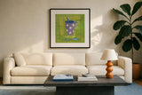 Earl Grey by Michael Clark. Displayed in a glass frame with matte in a clean modern living room. Available as an archival giclee rolled canvas, fine art paper, or poster print. SKU 8765a.