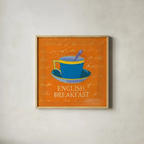 English Breakfast by Michael Clark. Shown in a natural wood glass frame for a timeless modern aesthetic. Available as an archival giclee rolled canvas, fine art paper, or poster print. SKU 8768a.