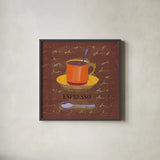 Espresso by Michael Clark. Shown in a sleek black glass frame for a contemporary gallery look. Available as an archival giclee rolled canvas, fine art paper, or poster print. SKU 27436a.