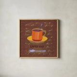 Espresso by Michael Clark. Shown in a natural wood glass frame for a timeless modern aesthetic. Available as an archival giclee rolled canvas, fine art paper, or poster print. SKU 27436a.