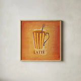 Latte by Michael Clark. Shown in a natural wood glass frame for a timeless modern aesthetic. Available as an archival giclee rolled canvas, fine art paper, or poster print. SKU 27440a.