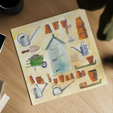 Potting Shed by Michael Clark. Shown as a detailed flat fine art print, highlighting archival giclee quality. Available as an archival giclee rolled canvas, fine art paper, or poster print. SKU 27489a.