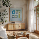 Serene by Michael Clark. Shown in a natural wood frame in a cozy modern living room. Available as an archival giclee rolled canvas, fine art paper, or poster print. SKU 27464a.