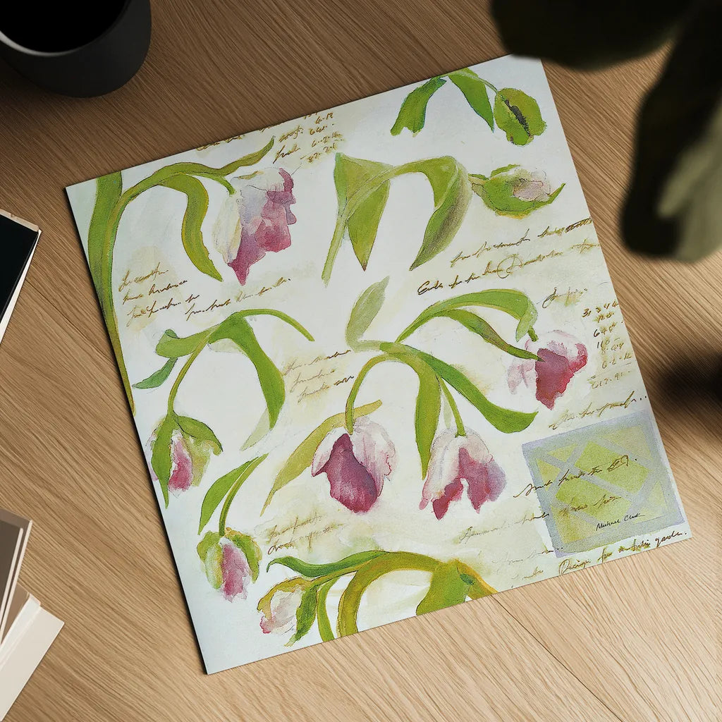 Tulips by Michael Clark. Shown as a detailed flat fine art print, highlighting archival giclee quality. Available as an archival giclee rolled canvas, fine art paper, or poster print. SKU 27458a.